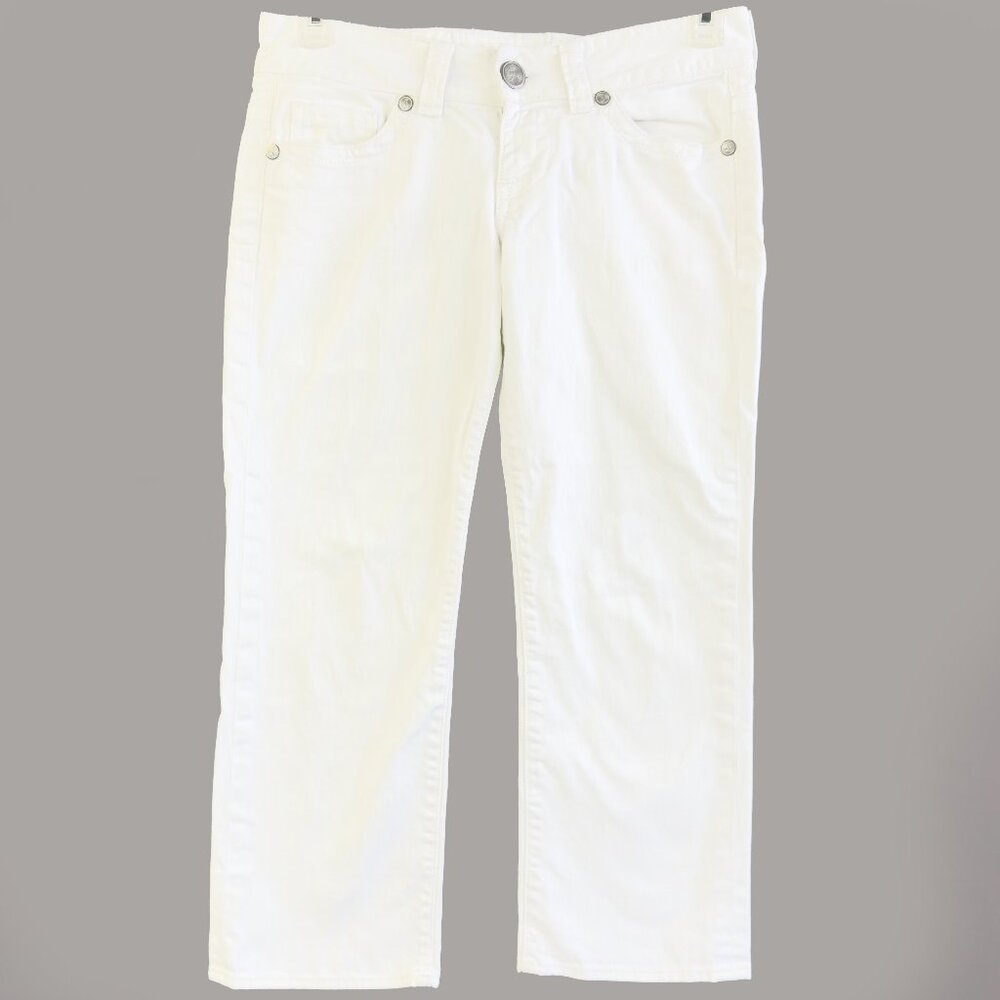 GUESS Premium White Embroidered Back Pocket Straight Leg Jeans Size 28